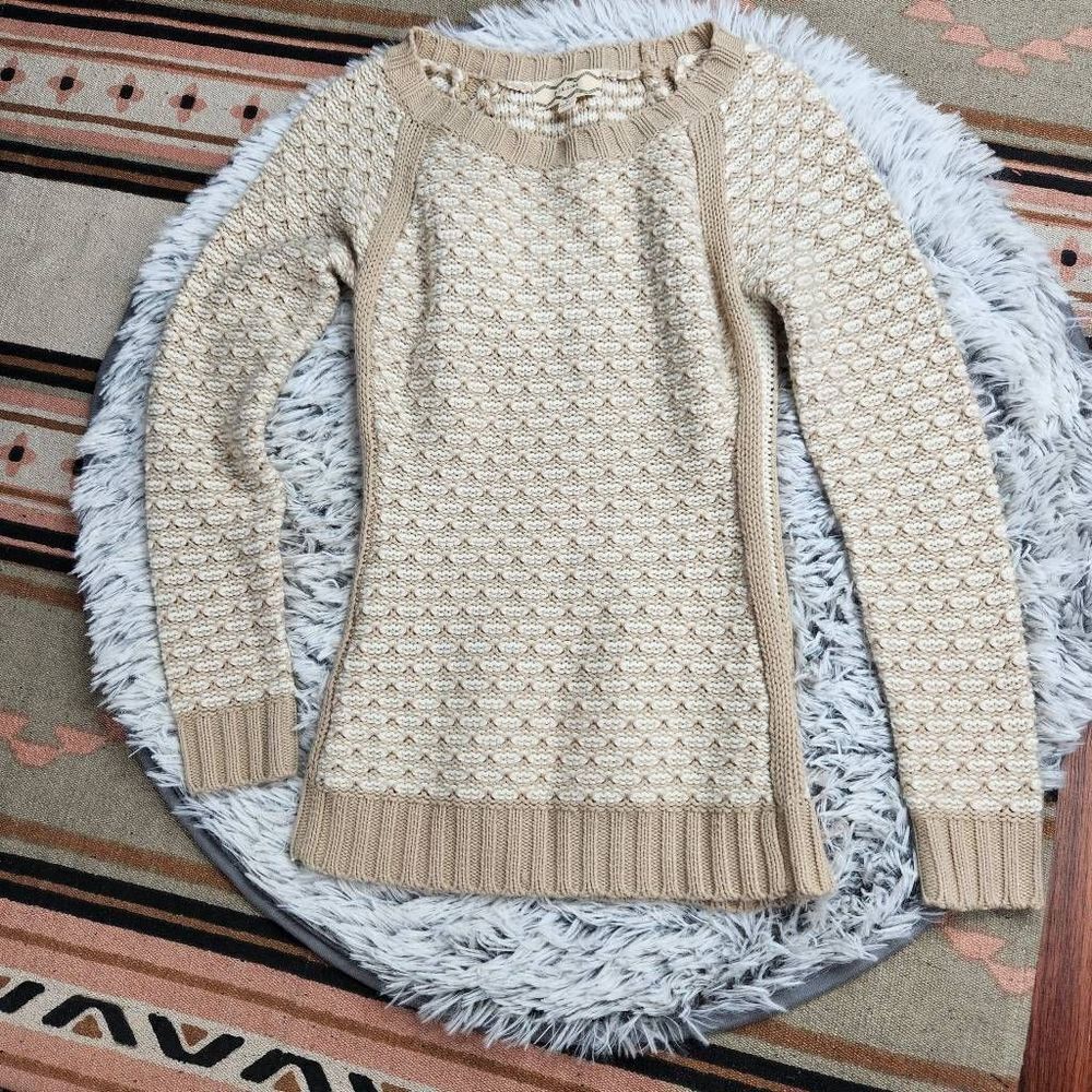 Pink Rose Tan & Cream Knit Sweater Women's Small
